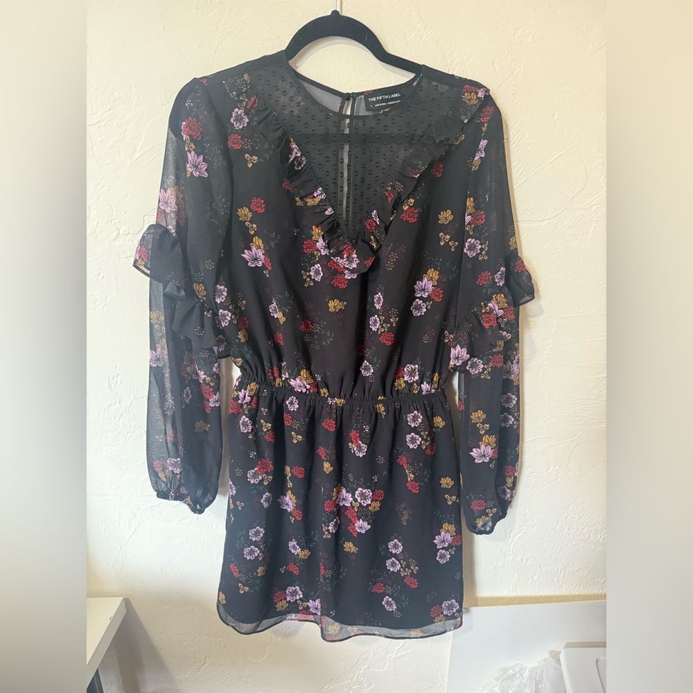 The Fifth Label Black Textured Sheer Dress